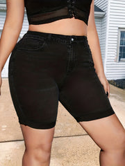 Women's Plus Ripped High Rise Denim Shorts