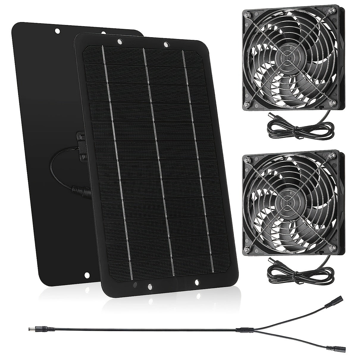 10W 12V Solar Panel Dual Fans Kit Portable Ventilation Fan Outdoor Waterproof
