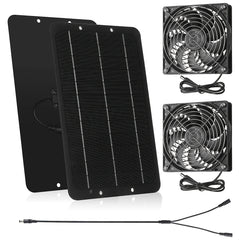 10W 12V Solar Panel Dual Fans Kit Portable Ventilation Fan Outdoor Waterproof