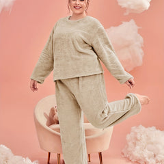 Fleece Pajamas Set Soft Top & Pants Winter Home Wear