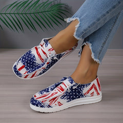 Women's Stars Pattern Flat Loafers Lace Up Lightweight Shoes