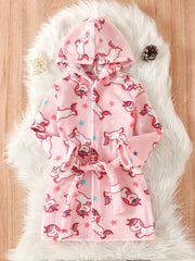 Toddler Unicorn Hooded Bathrobe Flannel PJ