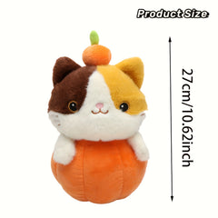 Pumpkin Cat Halloween Plush Stuffed Animal Toy Orange & Plush Pumpkin