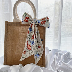 Printed Ribbon Scarf Silk Feeling Satin Neck Scarf