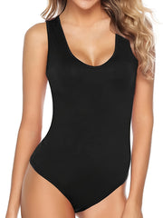 Sleeveless Scoop Neck Bodysuit Slim Fit Stretch Top