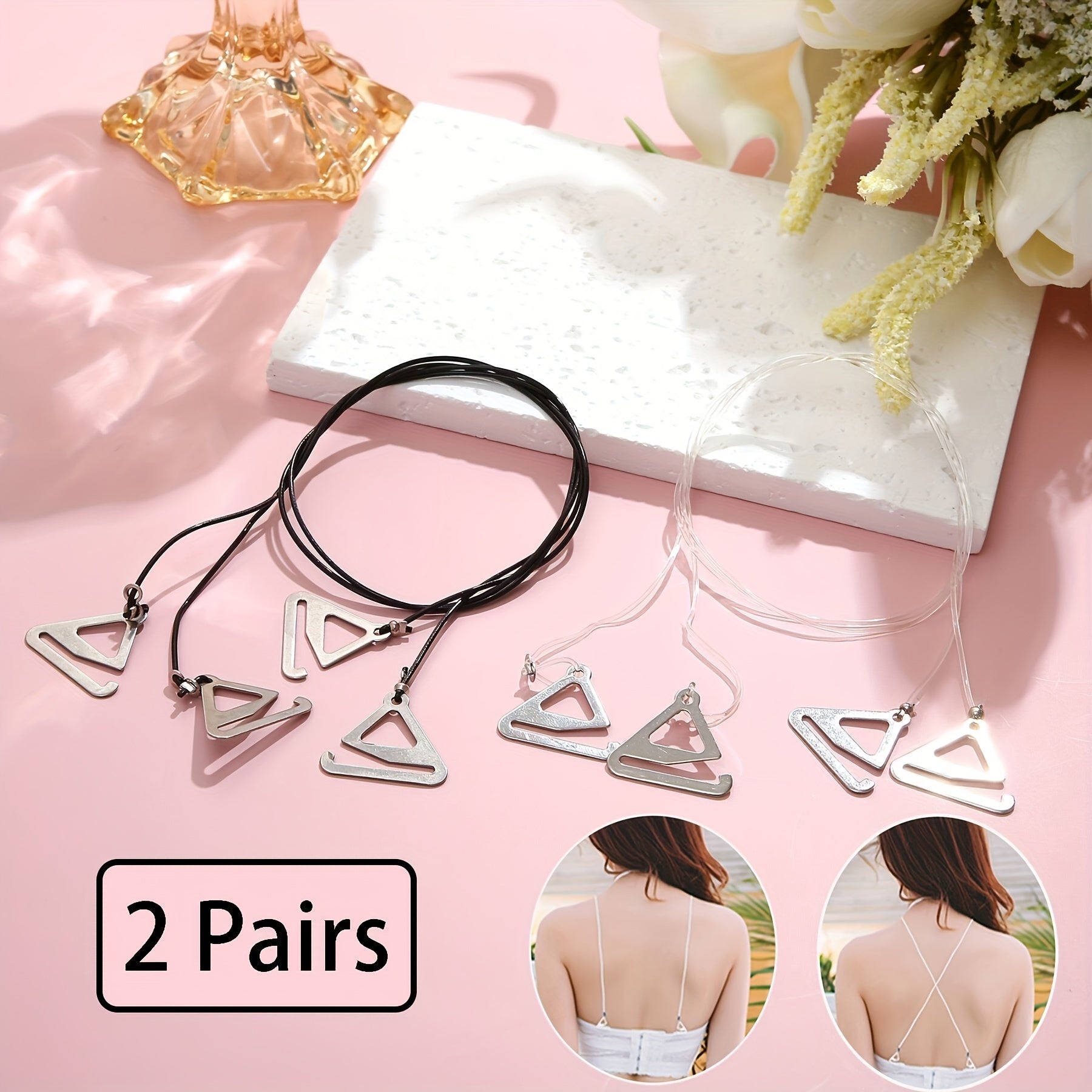 2 Pairs Non Slip Shoulder Straps Invisible Seamless Underwear Straps