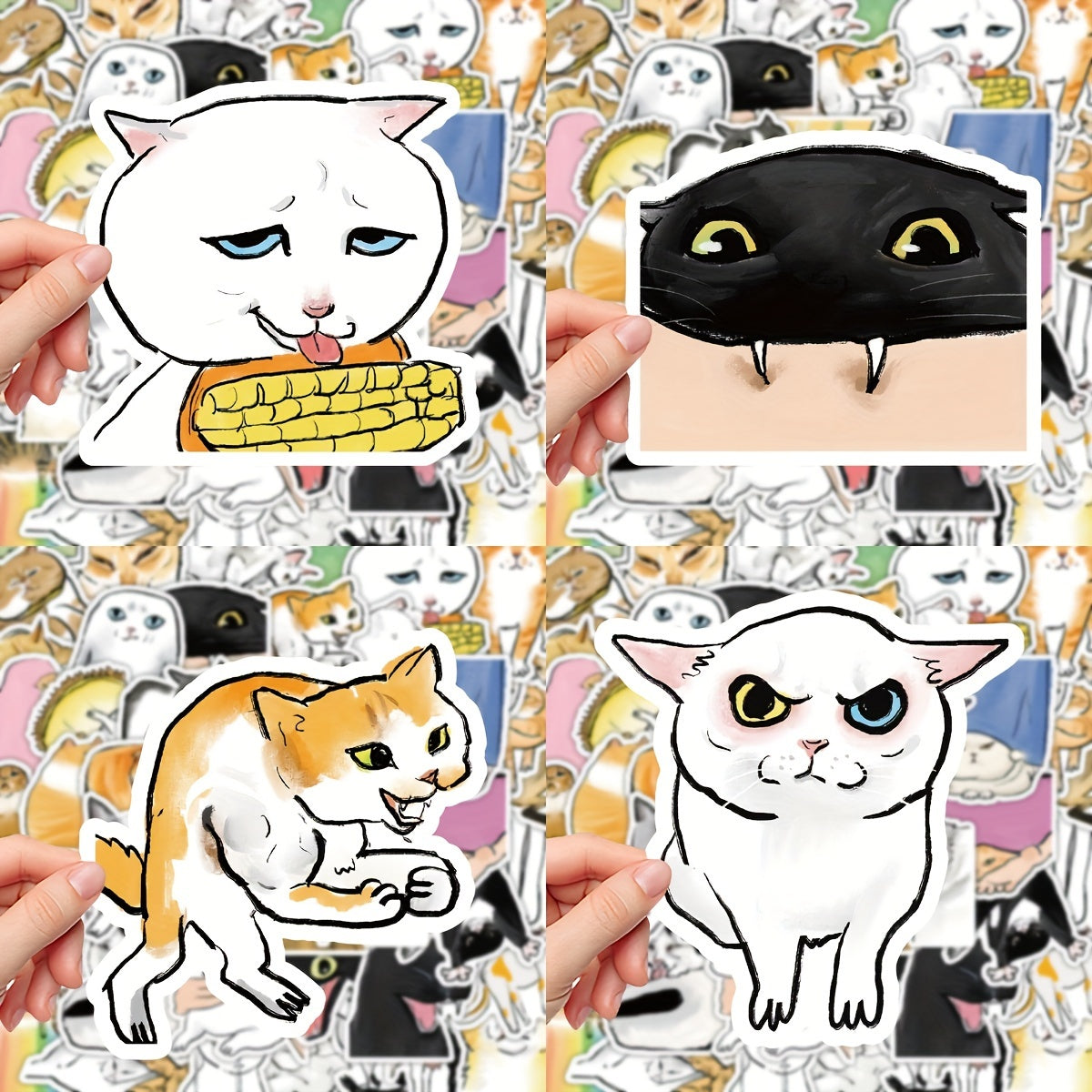 60pcs Funny Kitten Graffiti Stickers for Laptop Desk