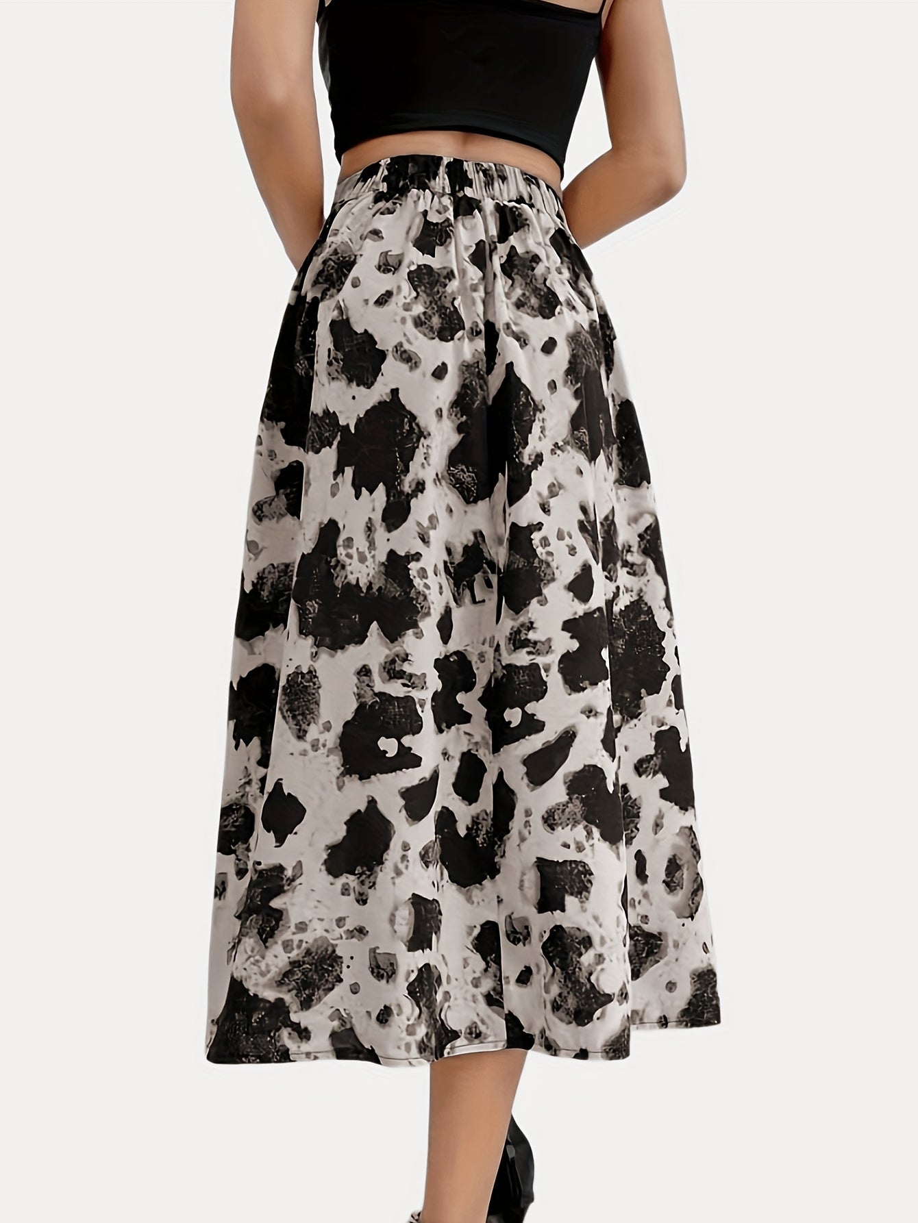 Graphic Print Split Skirt High Waist Casual Summer Women's Clothing