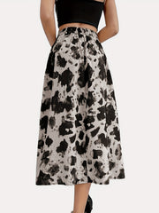 Graphic Print Split Skirt High Waist Casual Summer Women's Clothing
