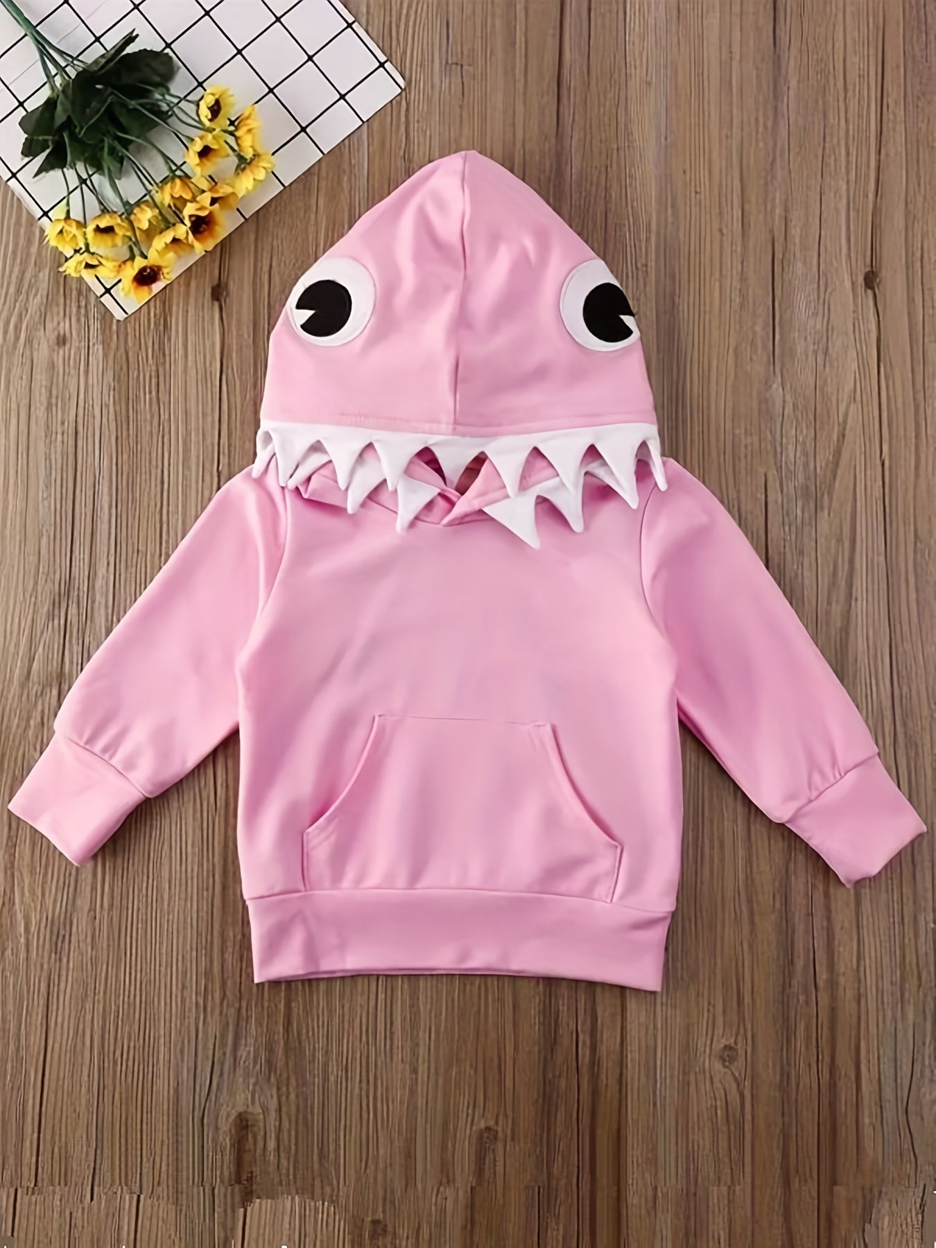 Cartoon Shark Print Hoodie Pullover Top for Kids