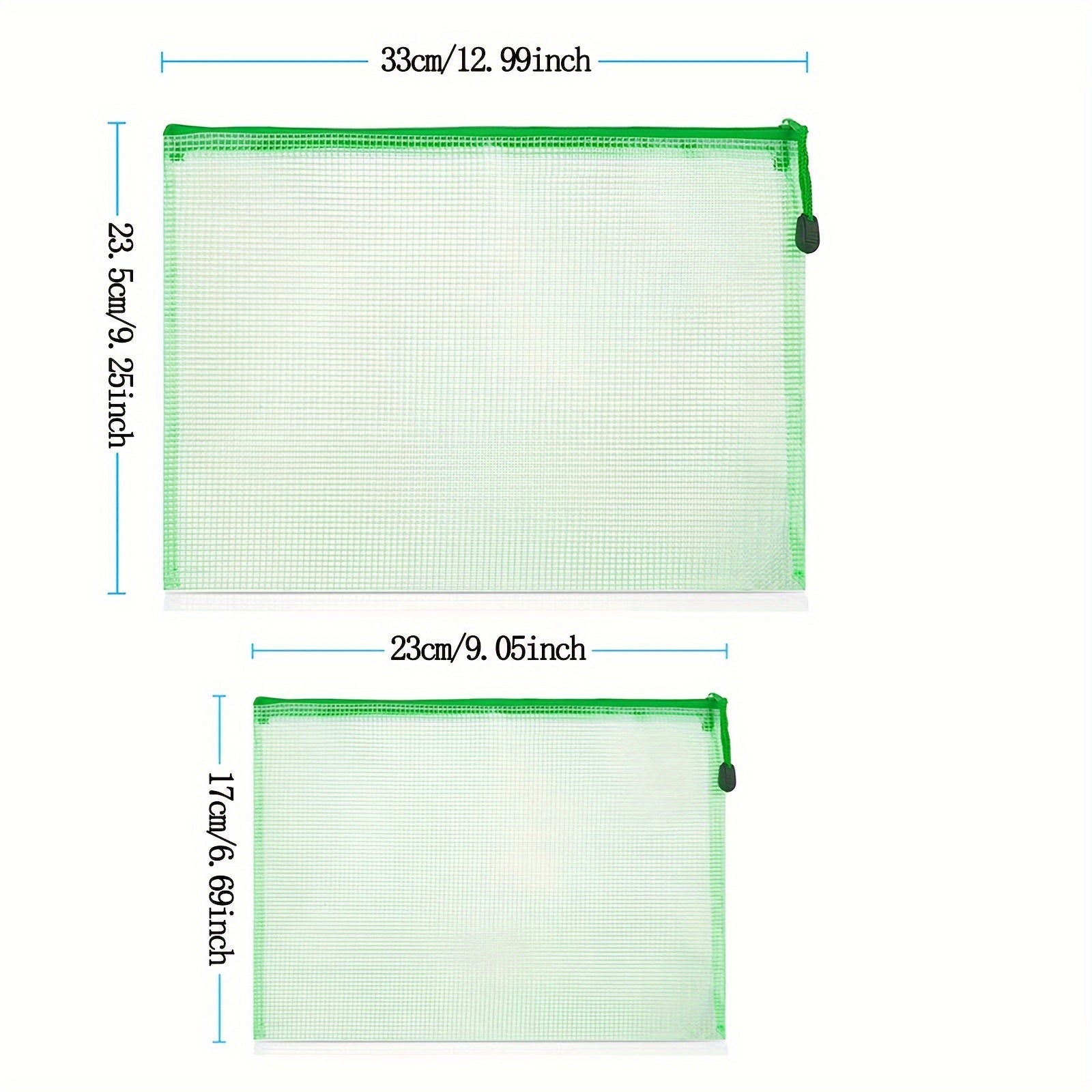 12pcs Zipper Mesh Bag Plastic File Bag School Office Supplies