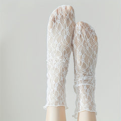 Sheer Lace Mesh Mid Tube Socks Women's Stockings