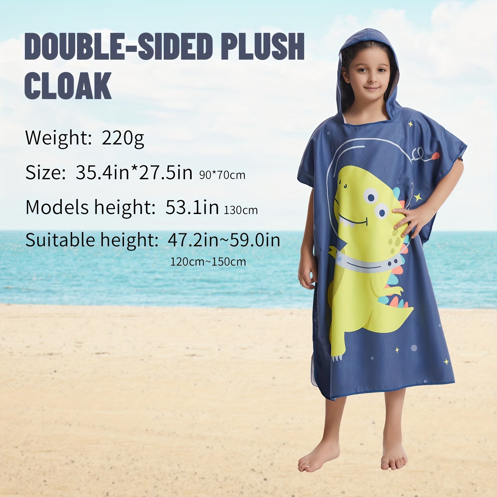 Mutao Kids Changing Towel Surf Poncho Soft Lightweight Microfiber Hooded Robe