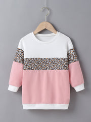 Girls Block Sweatshirt Long Sleeves Pullover Sports Casual