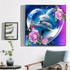 5D Dolphin Diamond Painting Set DIY Full Embroidery Hot Diamond Sticker
