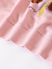 Girls Sequins Unicorn Print Crew Neck Sweatshirt Top Pullovers