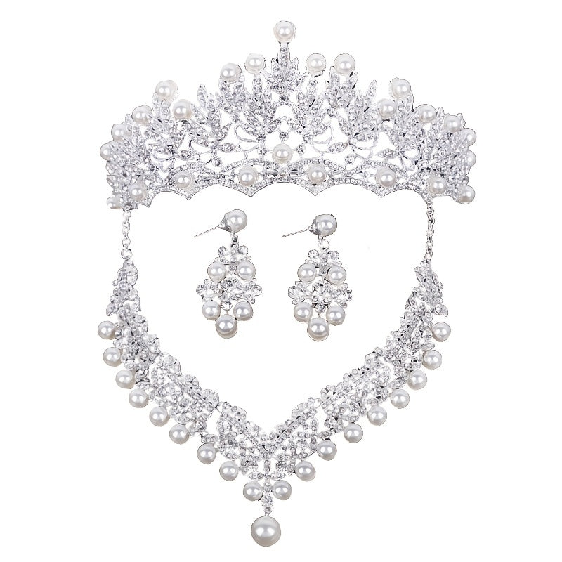 Crystal Faux Pearl Jewelry Set for Women Wedding