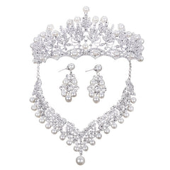 Crystal Faux Pearl Jewelry Set for Women Wedding