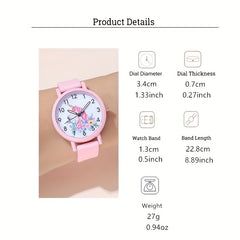 Pink Unicorn Cartoon Watch For Kids