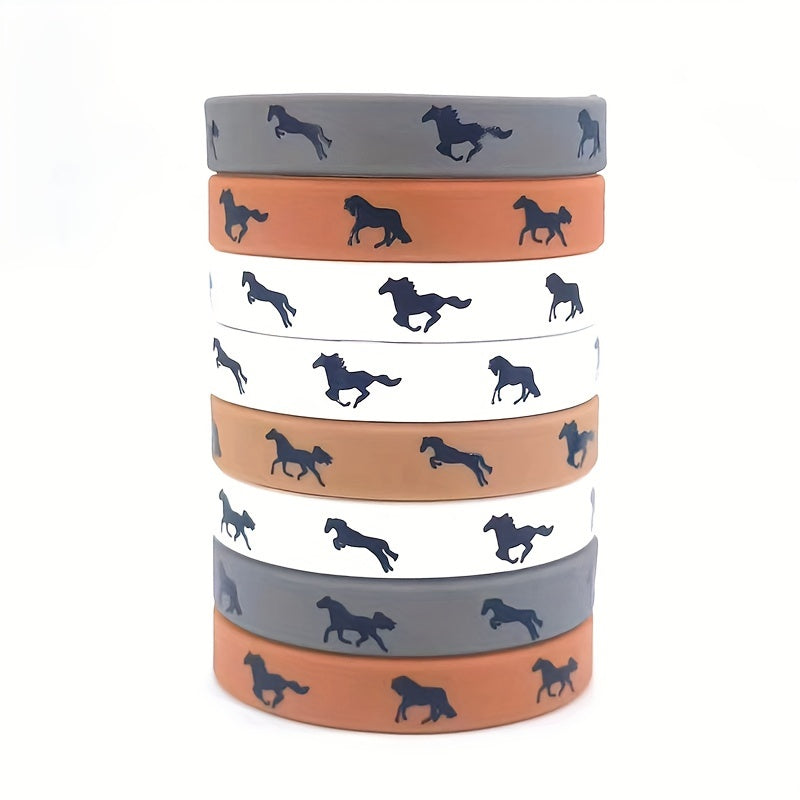 4Pcs Horse Pattern Silicone Bracelet, Random Design