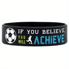 Never Give Up Quote Silicone Bracelet Football Wristband