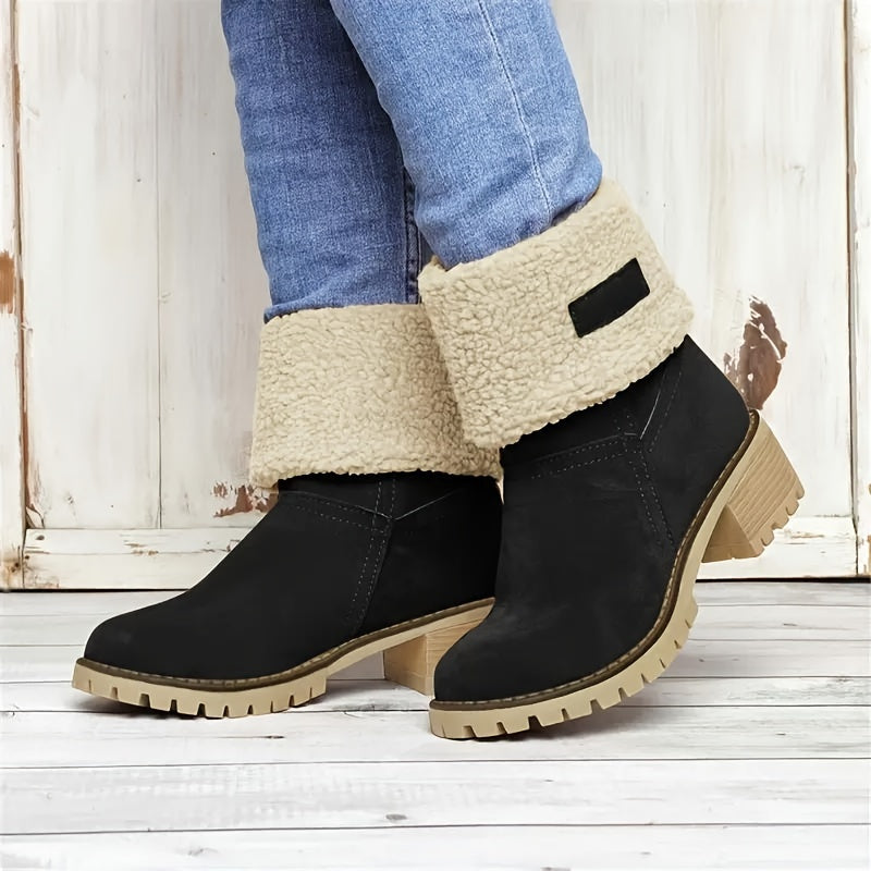 Fluffy Fur Lined Snow Boots Non slip Medium Tube Women's Boots