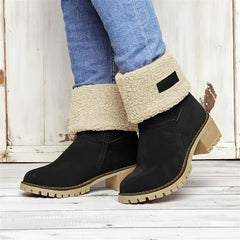 Fluffy Fur Lined Snow Boots Non slip Medium Tube Women's Boots