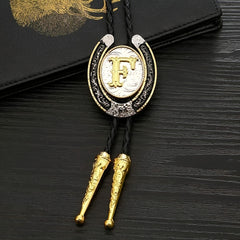 Western Cowboy Zinc Alloy BOLO Tie Natural Letter F Tie