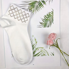 5 Pairs Rhinestone Decor Crew Socks for Women