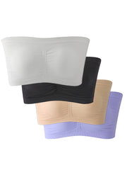 4pcs Seamless Invisible Bandeau Bras Comfy Soft Stretch Everyday Bra