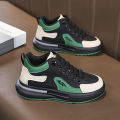 Boy's Lace Up Soft Sole Patchwork Sneakers | Comfy Non Slip Shoes