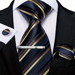 Men's Silk Tie Striped Solid Paisley Necktie Hanky Set