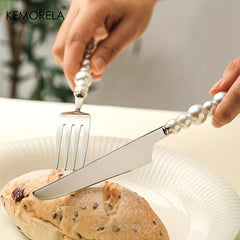 4pcs Ceramic Handle Cutlery Set for Steak and Dessert