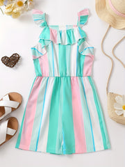Toddler Girls Striped Graphic Rompers Jumpsuits