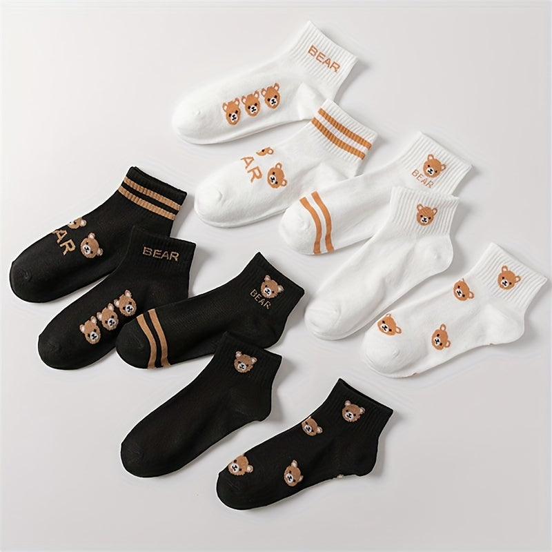 10 Pairs Cartoon Bear Socks Women's Stockings