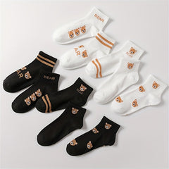 10 Pairs Cartoon Bear Socks Women's Stockings