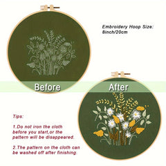 Embroidery Starter Kit Flower Plant Pattern Cross Stitch Set