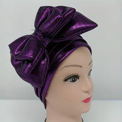 Three Layer Bow Turban Cap Sparkly Bandana Head Wrap Women Vintage Lightweight