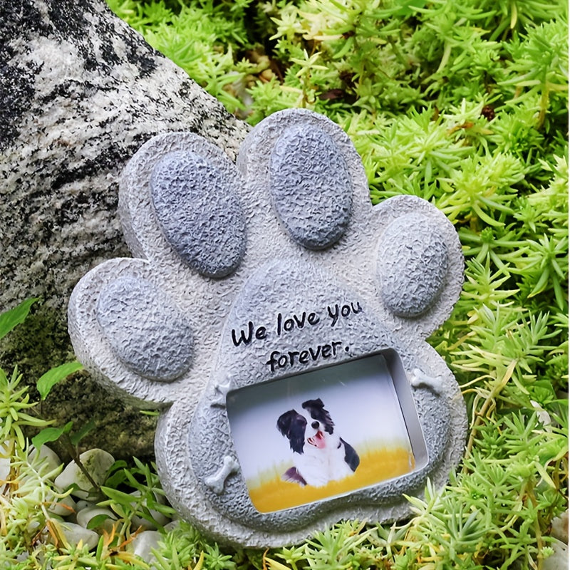 Pet Memorial Stone Resin Cremation Grave Tombstone With Photo Frame