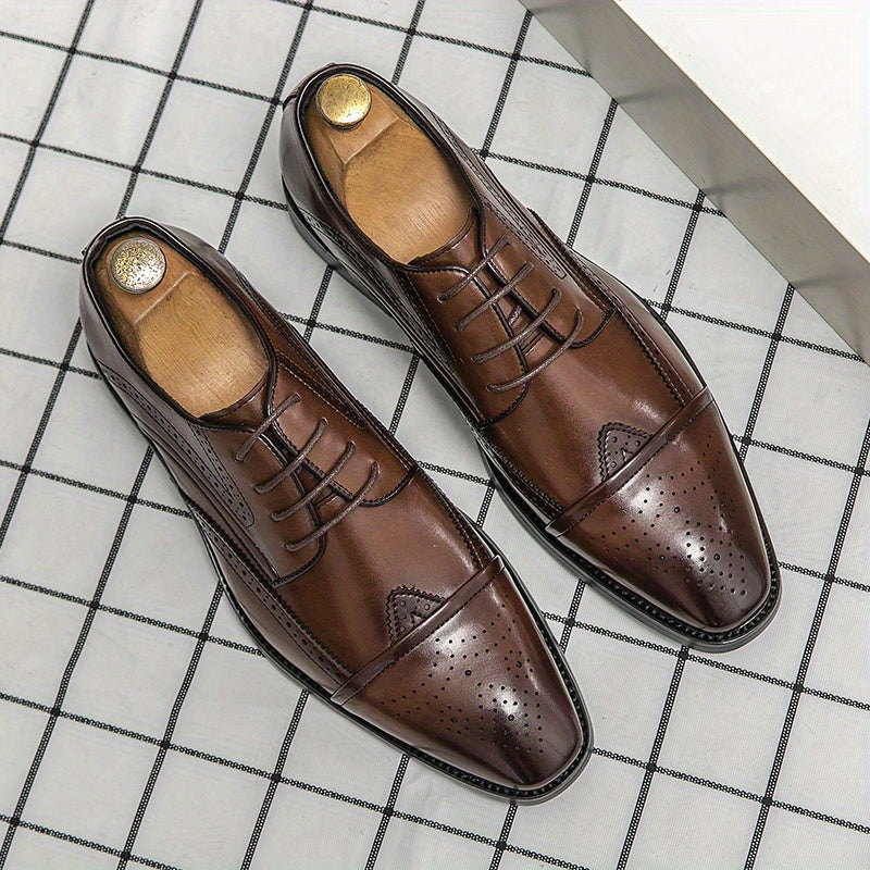 Men's Lace-Up Low-Top Brogue Dress Shoes