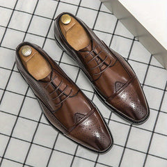 Men's Lace-Up Low-Top Brogue Dress Shoes