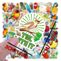 50pcs Parrot Stickers Flying Animal Luggage Car Laptop Scooters Graffiti Sticker