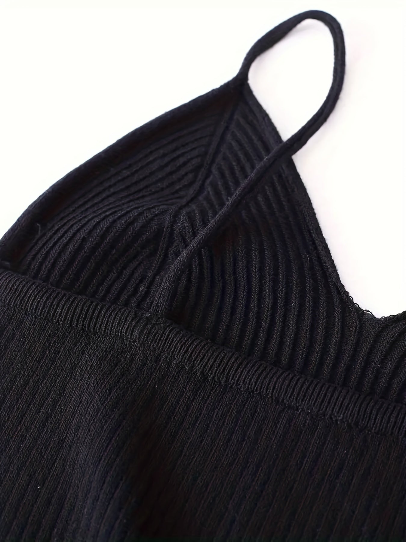 Ribbed Cami Top V Neck Spaghetti Strap Women's Lingerie