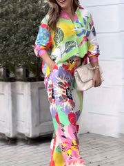 Tropical Print Shirt & Pants Set