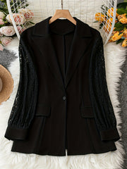 Lace Sleeve Lapel Collar Blazer