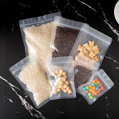 50pcs Airtight Tea Bag with Flat Bottom Transparent Frosted Plastic Packaging