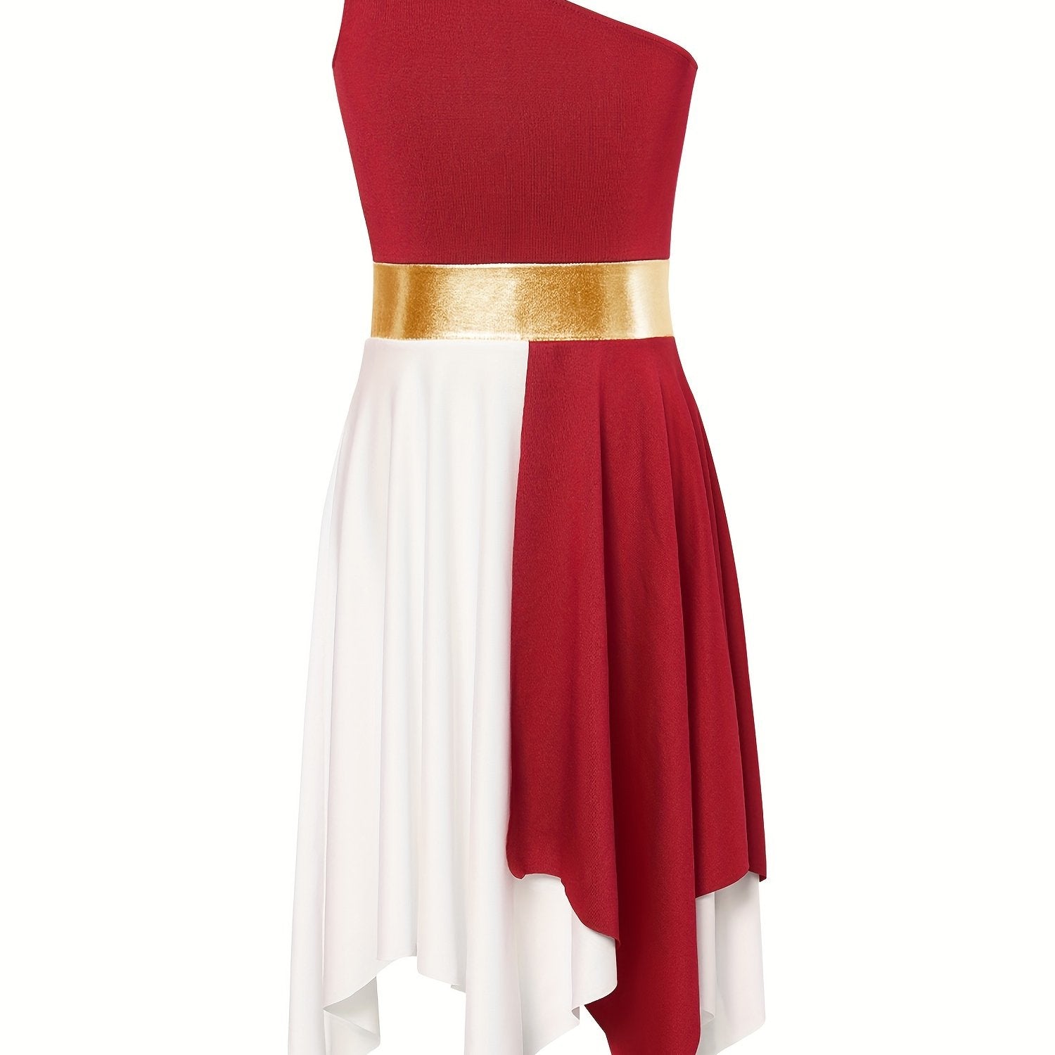 Girls Shoulder Asymmetrical Praise Dance Dress Worship Lyrical Dance