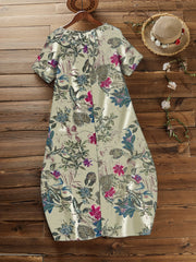 Women's Boho Floral Print Tee Dress
