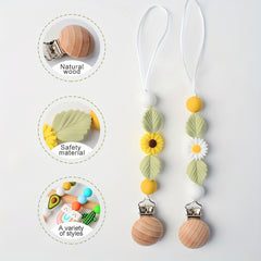 Stainless Steel Pacifier Chain & Handcrafted Beads Clip