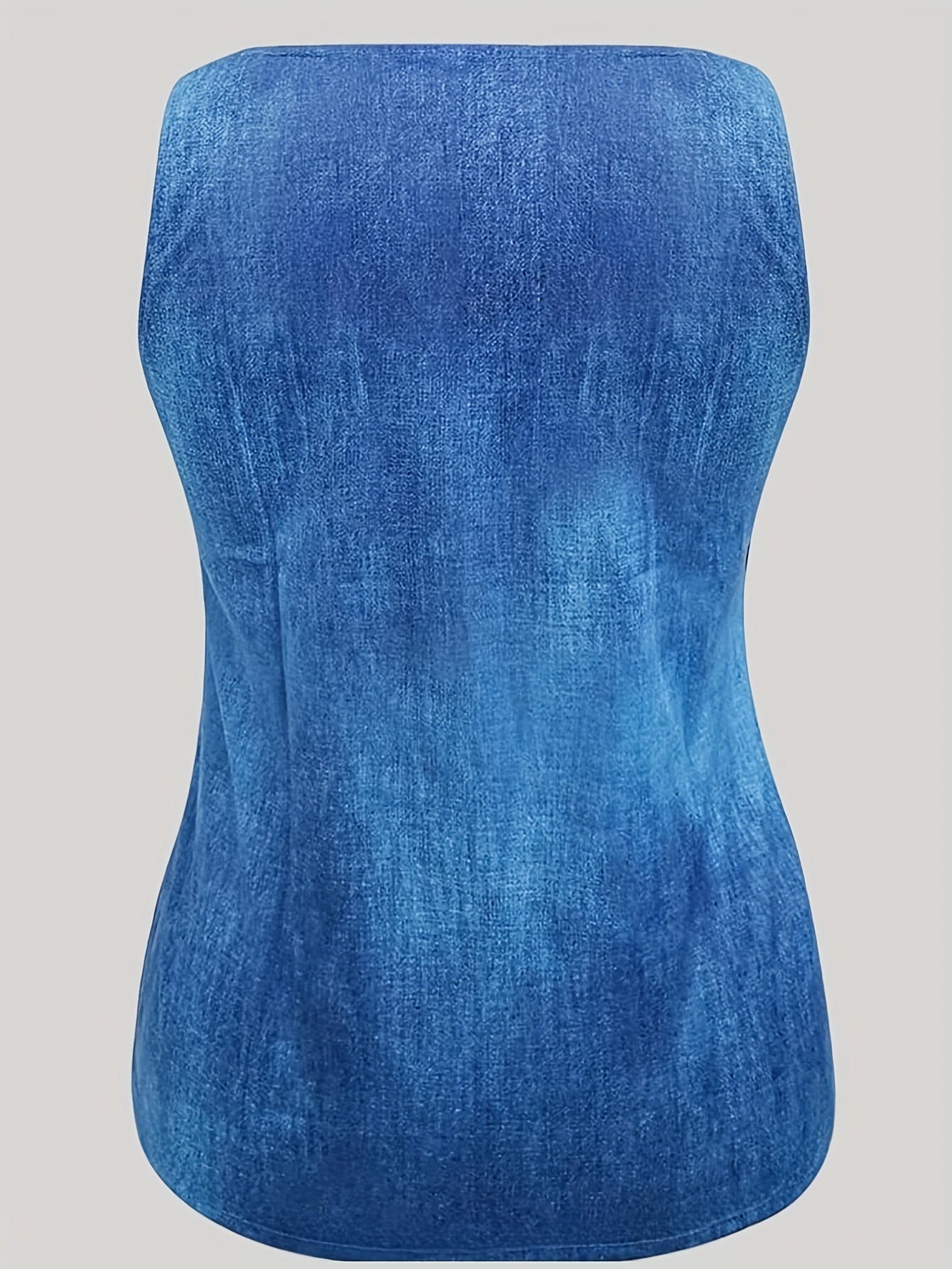 Denim Print Tank Top, Sleeveless Casual Summer Women's Clothing